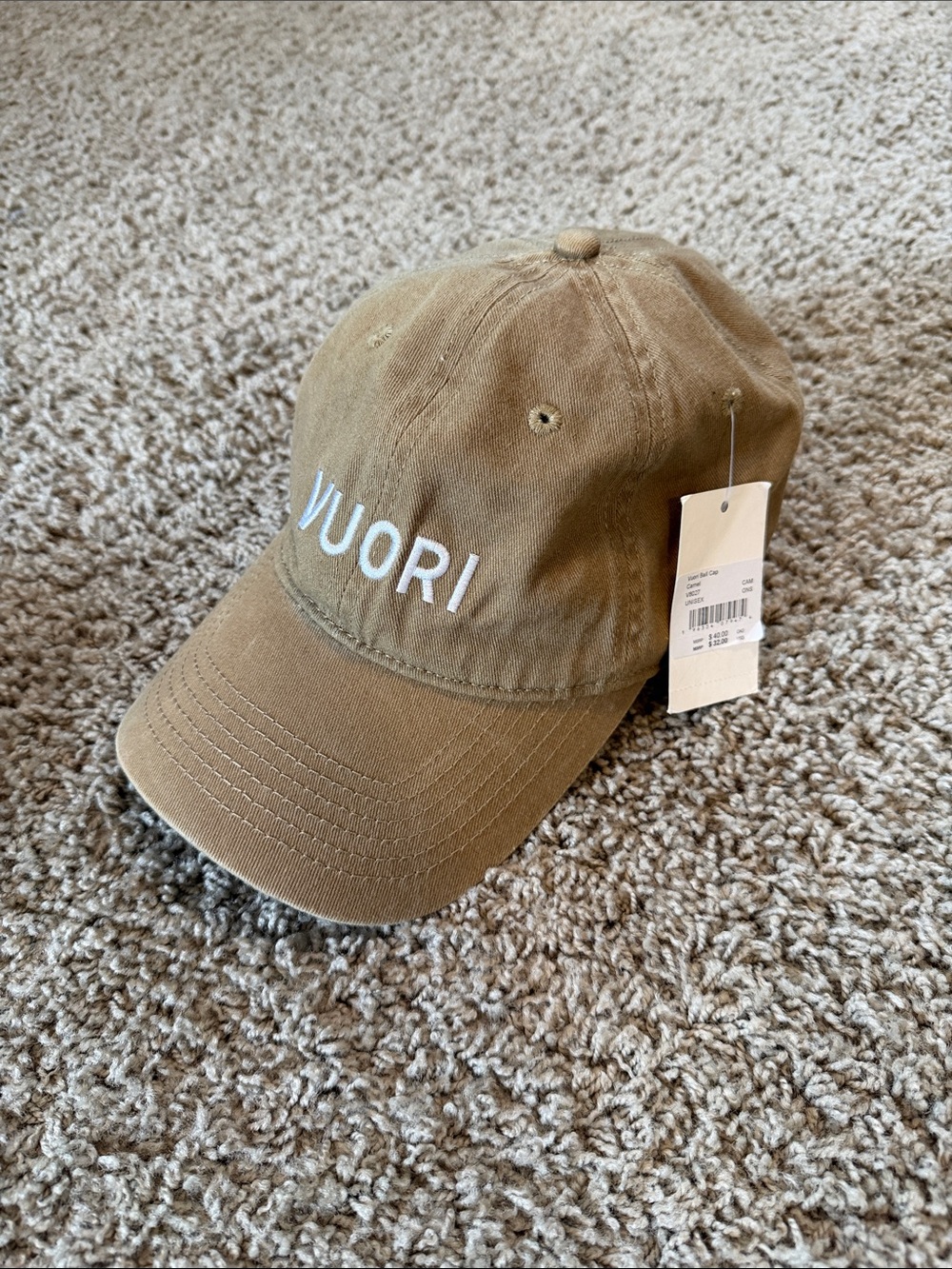 NEW Vuori Women's Khaki Logo Baseball Cap